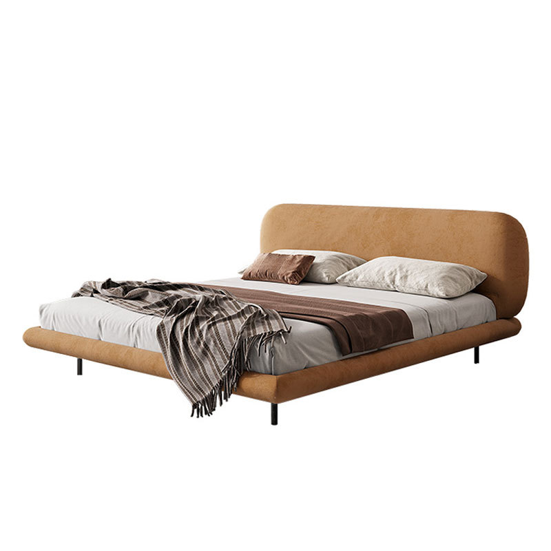 Luz moderna cama doble de lujo cama de suspensión 1,8*2 M dormitorio principal cama de boda tecnología esmerilado cama de tela muebles de diseño