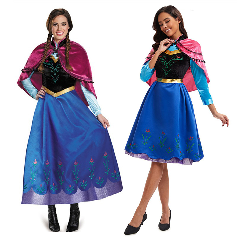 Disfraz de cosplay de Frozen, vestido de Anna, tallas S-4XL, disfraz de Halloween, traje de reina para juegos de rol y actuaciones.