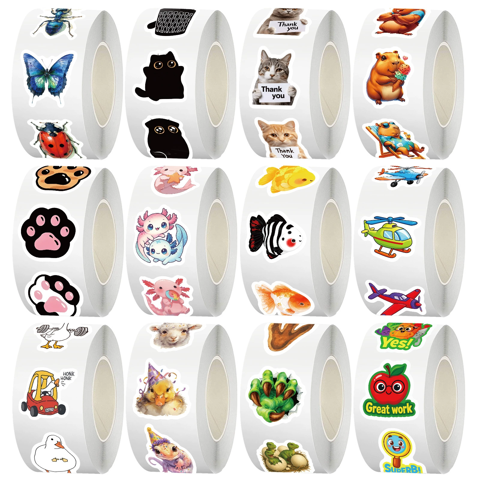 Сотни трансграничных наклеек с изображением животных, рулон детских наградов, материал для справочника, канцелярские принадлежности «сделай сам», декоративная лента для блокнота