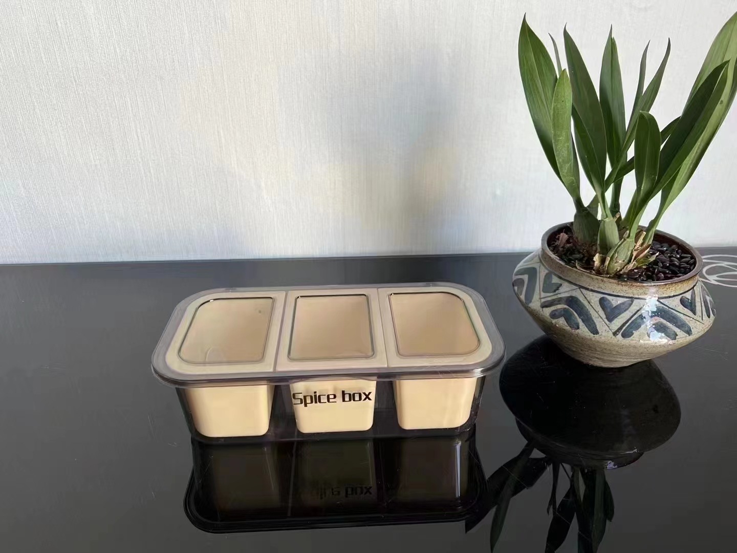 더블 투명 3 구획 조미료 상자 48