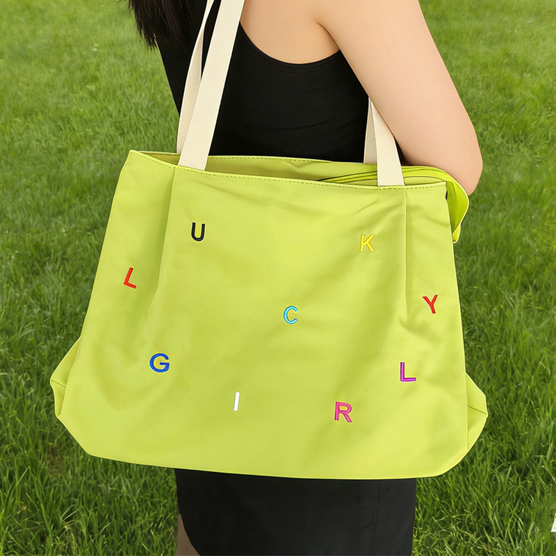 Clearance Canvas Bag Korean Style Lazy Design Niche Bag Large Capacity Women's Embroidered Tote Bag Shoulder Bag