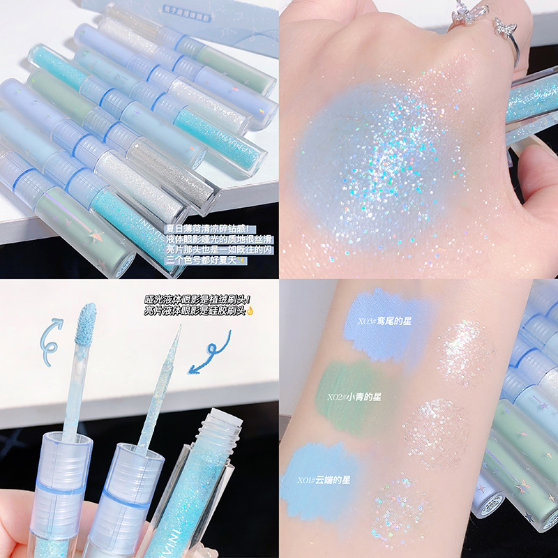 Sombra de ojos líquida de gusano de seda Lentejuelas de perlas Lentejuelas líquidas de cristal Lentejuelas de gusano de seda con una lágrima Sombra de ojos monocromática Líquido de alto brillo