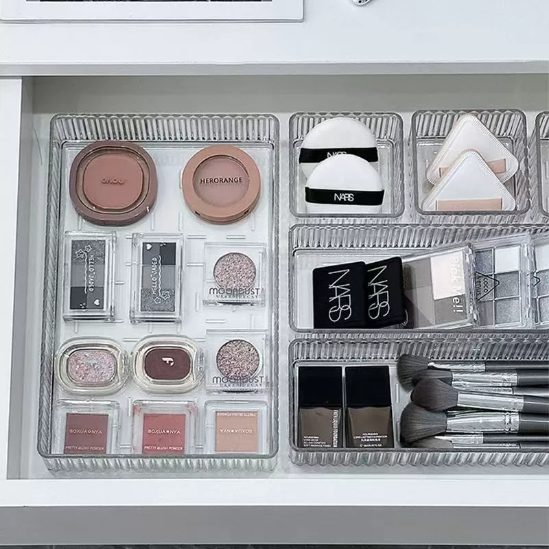 Acrylic Storage Box Organizer, Transparent Drawer Tray, Stackable, Sizes S–XL (8×8×4.5 cm S)