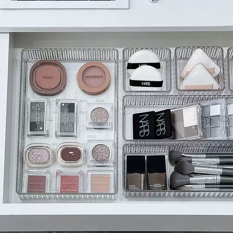 Acrylic Storage Box Organizer, Transparent Drawer Tray, Stackable, Sizes S–XL (8×8×4.5 cm S)