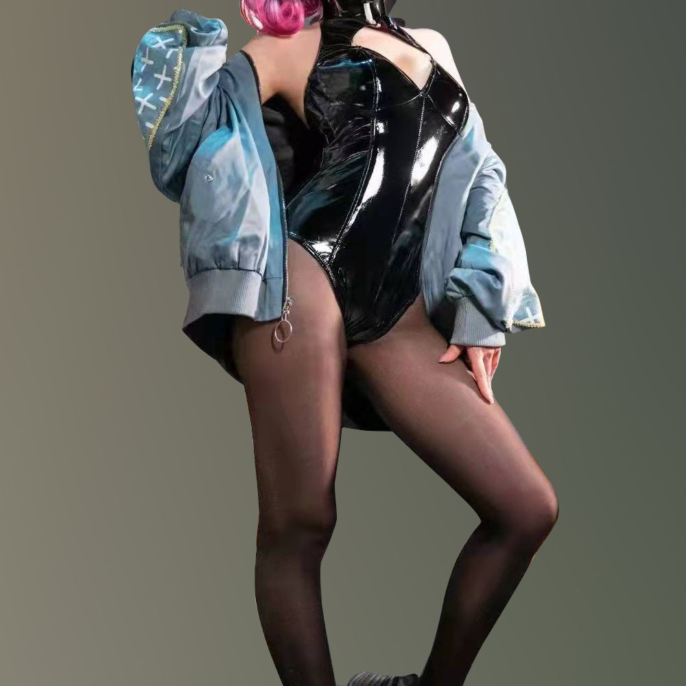 Fajas de una pieza de corte bajo tridimensional sexy de látex de amoníaco GB60 Anime COSPLAY club nocturno de alta apertura apretado de una pieza