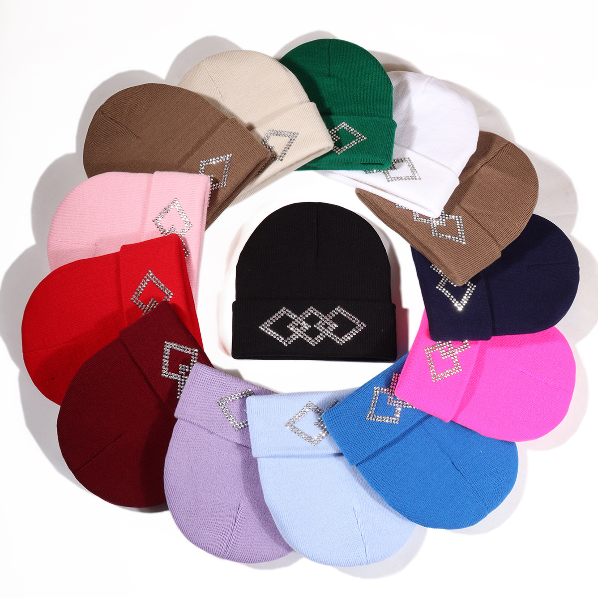 Unisex Diamond-iron hat rhinestone knit hat knitting hat party_voghion.com