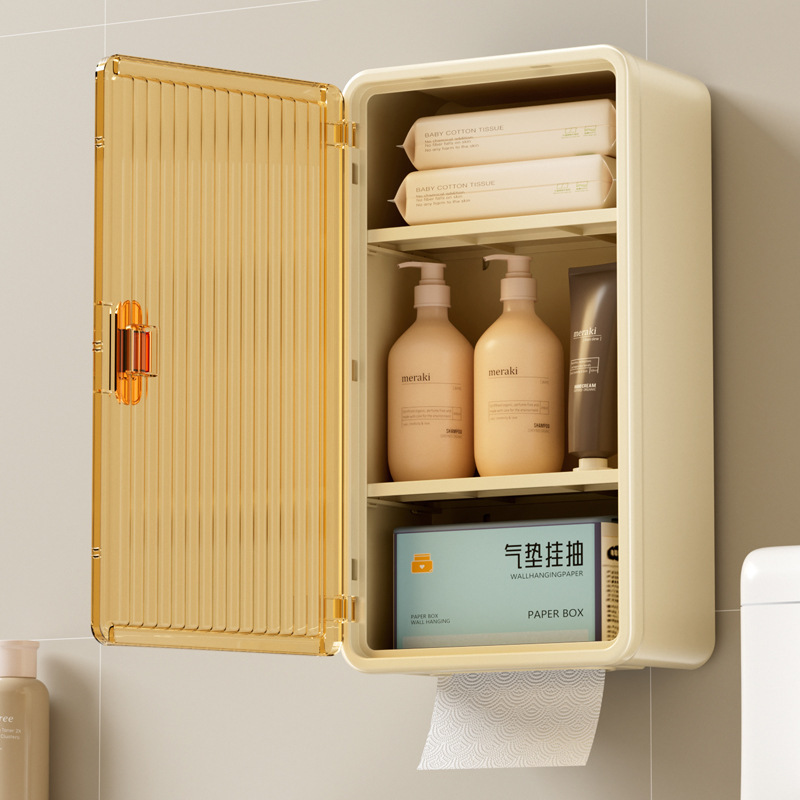 Caja de toallas de pared sin perforación, estante transparente de alto valor visual, caja de sensación de alto nivel, caja de extracción de papel simple de pared