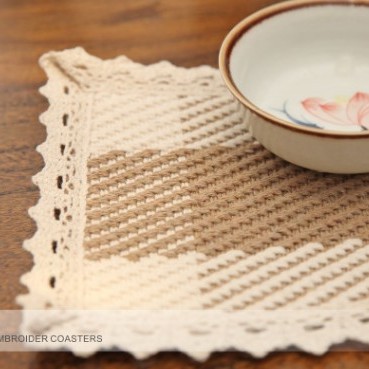 Jin Hao nueva tela de algodón tejido de encaje para platos tapete para platos restaurante creativo tapete posavasos tapete para mesa