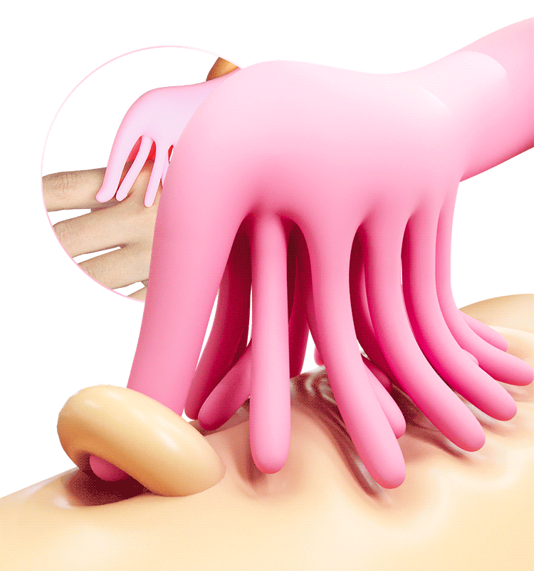 Touch-Vibrating Wand Massager, Silicone Body, Button Control, Pink — detail image 10