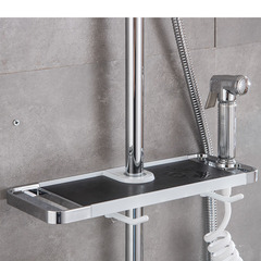 Wholesale hole-free bathroom shower head holder, multi-functional bathroom sink tray, shower head lifting rod storage rack