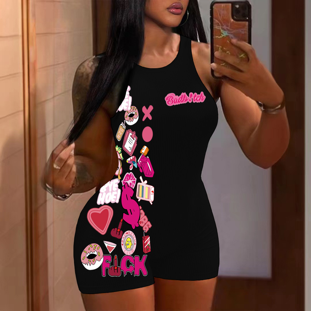 2024 European and American Hot Style Pants Printed European and American Cross-border Women's Fashion Sexy Letter Printed Pants for Women