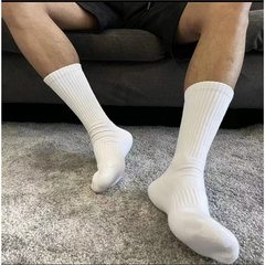男士中筒襪毛巾底秋冬加厚運動休閒春夏季薄款籃球白色女長襪