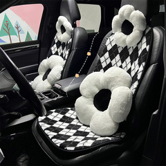 汽車坐墊秋冬季保暖防滑車用坐墊時尚大菱格毛絨防凍舒適汽車坐墊