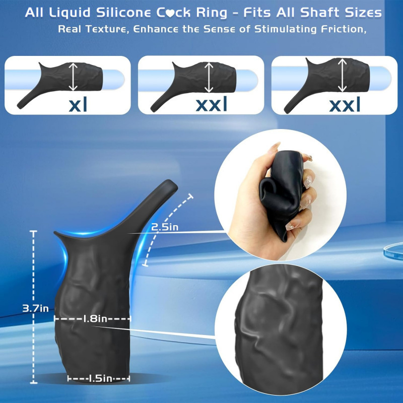 10-Frequency Vibrating Lock-On Condom Sleeve, Button-Controlled Prostate Massage Ring, Black — detail image 10