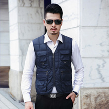 爸爸装秋冬季羽绒棉马甲男中老年人加绒加厚背心男士马夹羽绒坎肩