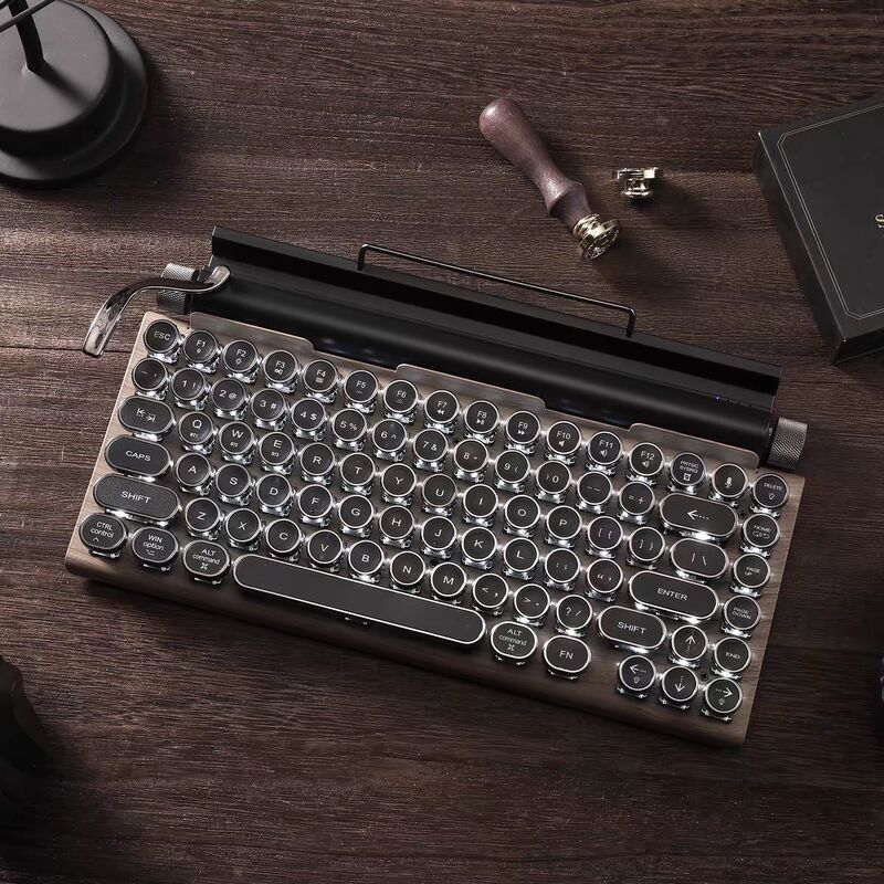 Retro Punk Typewriter Green Axis Bluetooth Dual-Mode Mechanical Keyboard Customized Hot-Swappable Green Axis Wholesale Customization