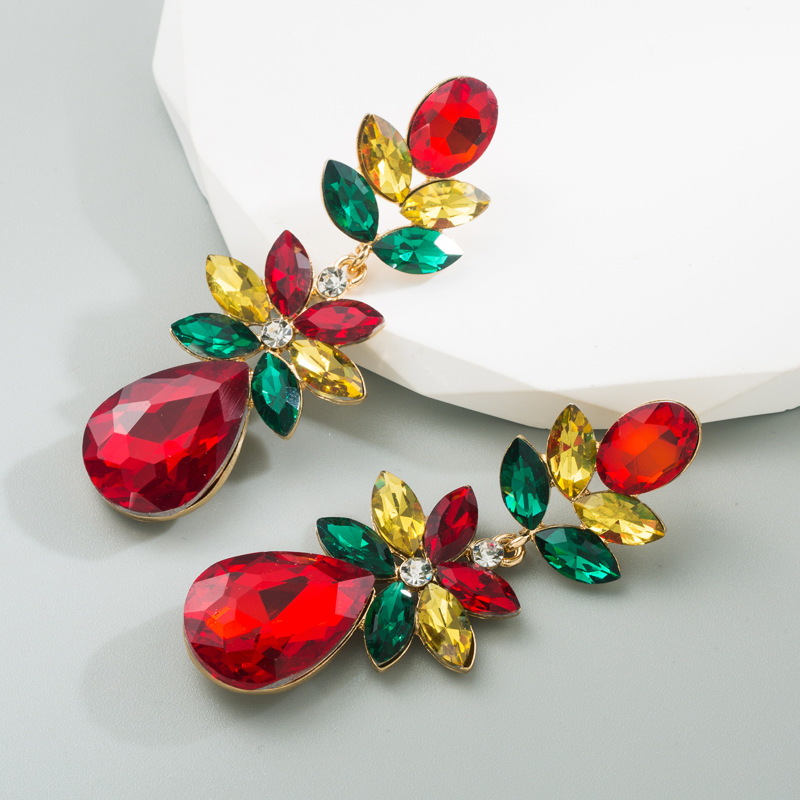 Women'S Gender Fashion Style Fashion Water Droplets Alloy Inlay Rhinestones Drop Earrings