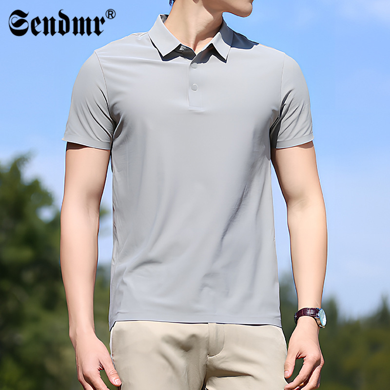 Summer Men's High-End Seamless Ice Silk Polo Shirt Casual Sports Quick-Drying Short-Sleeved T-Shirt Versatile Lapel Large Size T-Shirt Summer Men's High-End Seamless Ice Silk Polo Shirt Casual Sports Quick-Drying Short-Sleeved T-Shirt Versatile Lapel Large Size T-Shirt