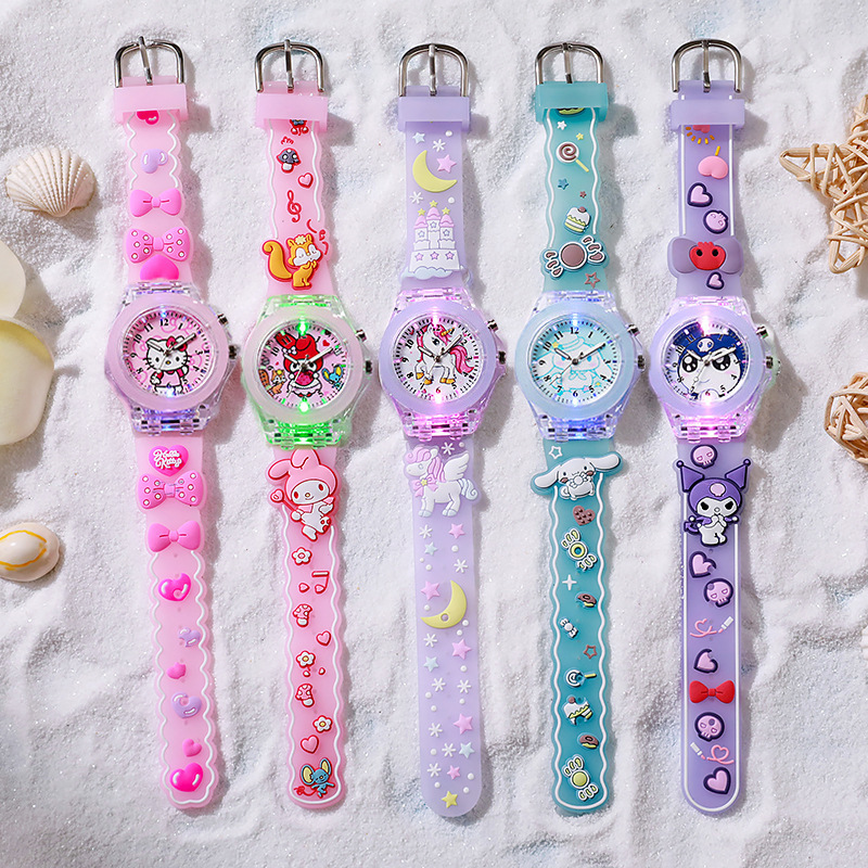 New silicone cartoon watch student party female quartz children's watch luminous cross-border decorative wholesale supply