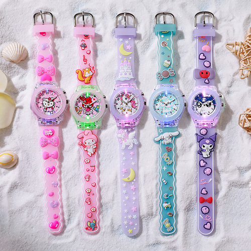 Silicone Cartoon Watch for Girls Students and Children, Quartz, Night Light Glowing Decor
