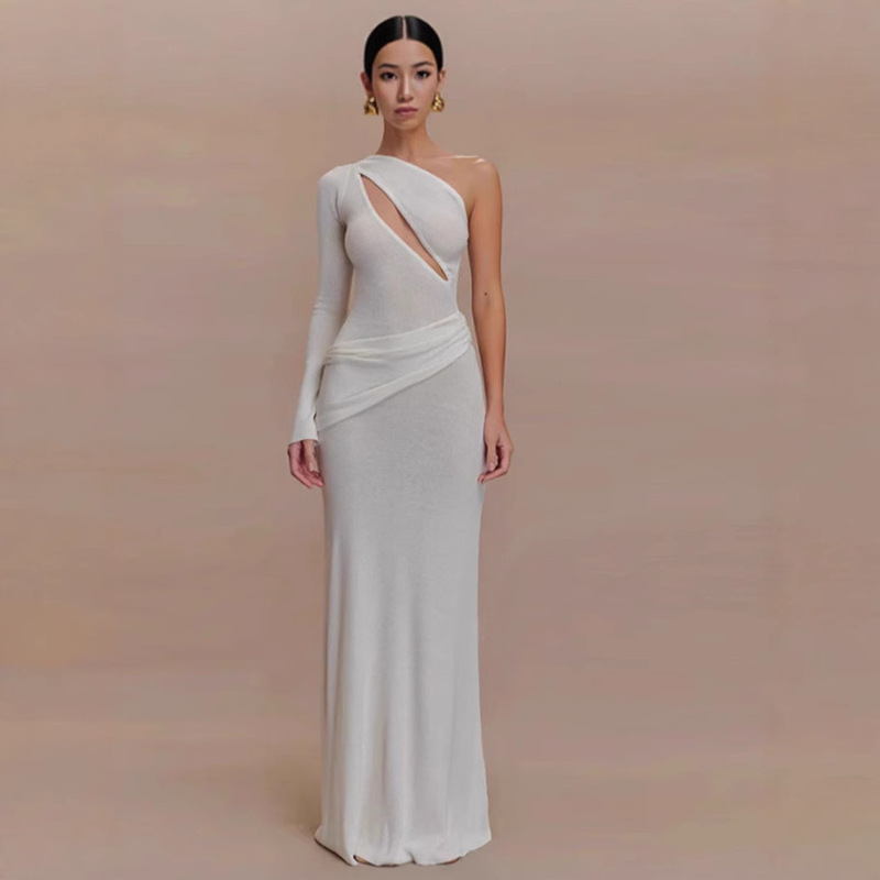 European and American 2025 New Fashion Elegant Pure Color Cut Out Lv Women's Slim Fit Hip Long Skirt Lv Dress European and American 2025 New Fashion Elegant Pure Color Cut Out Lv Women's Slim Fit Hip Long Skirt Lv Dress