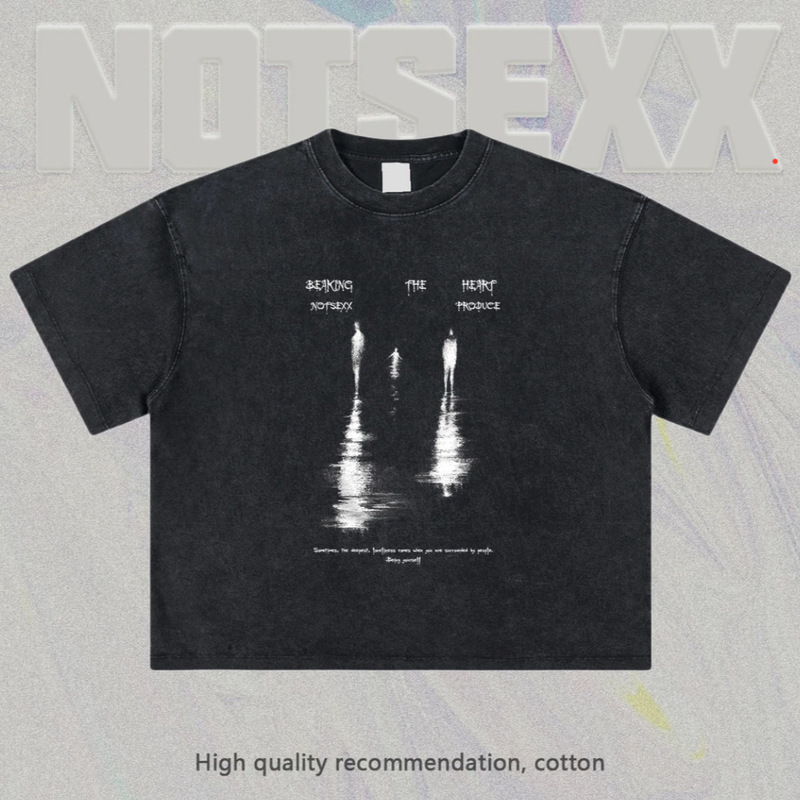 NOTSEXX "reflection portrait" digital white ink direct injection 260g cotton do old boxy loose short sleeve T-shirt men