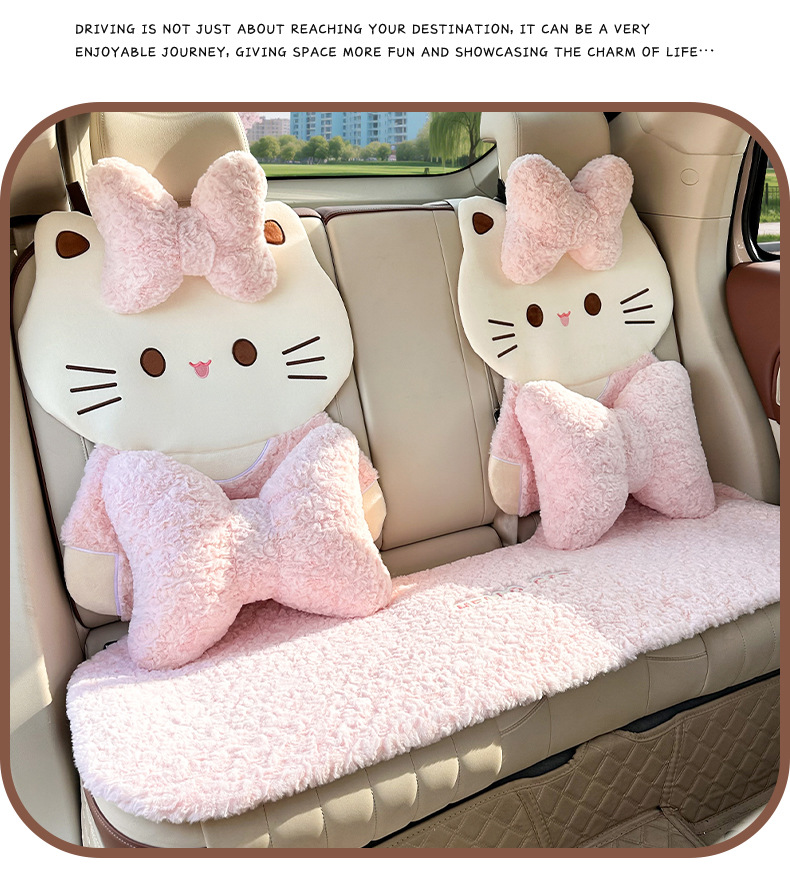 Winter Car Seat Cushion Cute Cartoon Cat Car Seat Cover Thick Plush Warm and Cute Car Seat Cushion