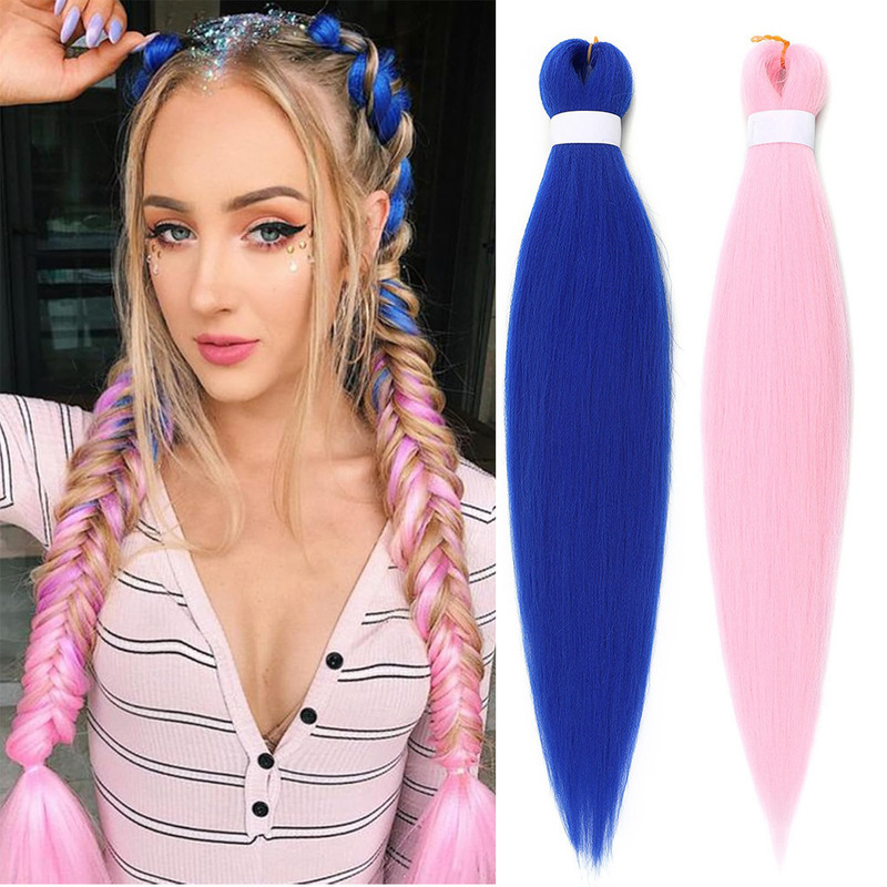 20/ 26inch Ez Long Braids Colorful Low Temperature Silk Large Braids Chemical Fiber Crochet Hair Cross-Border Braided Hair Wigs