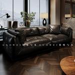 果唯酒吧卡座真皮沙发棕色2024新款中古风ktv夜总会轻奢办公沙发