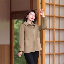 一件代发妈妈2025春装外套短款中年毛呢子上衣中老年女装春秋新款