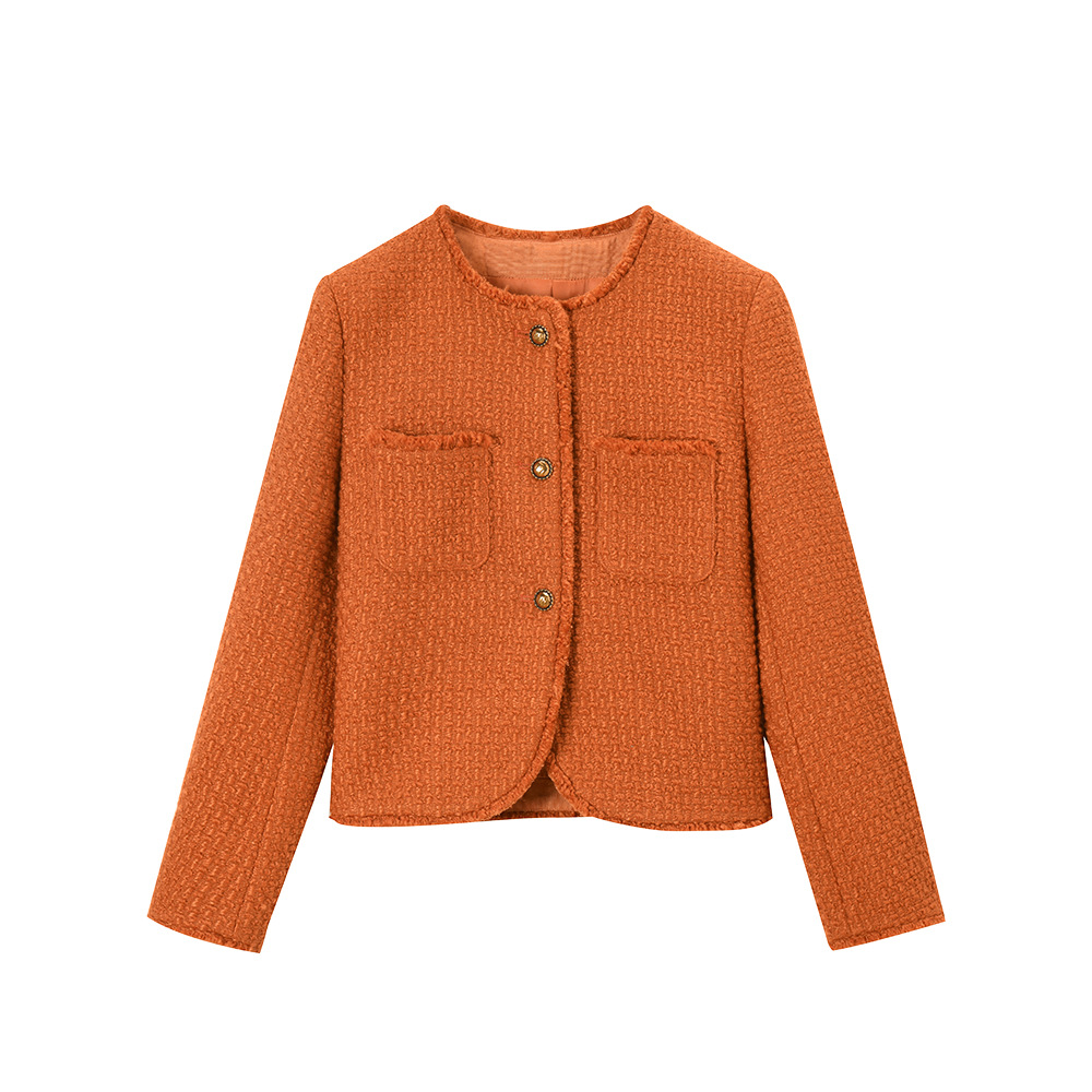 2023 Otoño de cercanías adelgazamiento temperamento Socialite Tweed borla borde clásico lana Chanel abrigo corto femenino 15375