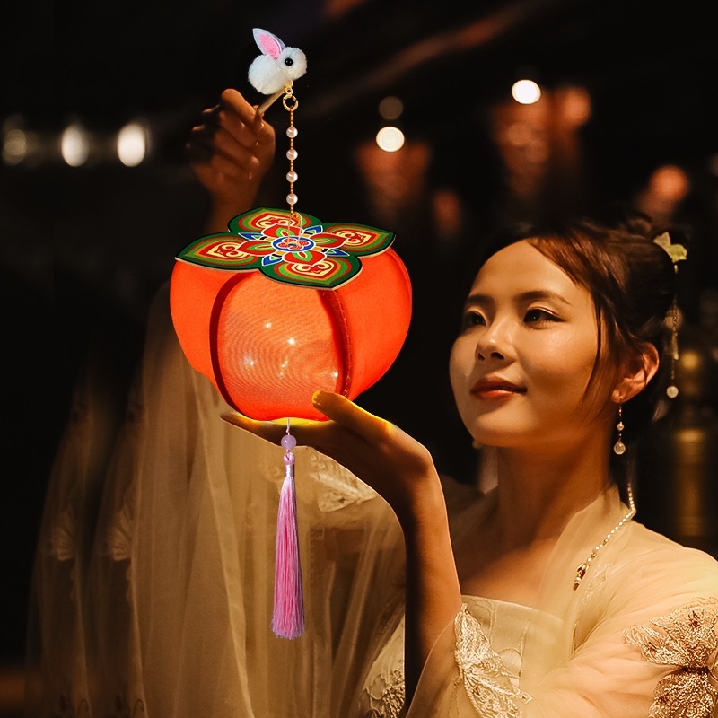 2025新款灯笼手工diy柿柿如意古风花灯儿童手提柿子灯中秋节|undefined