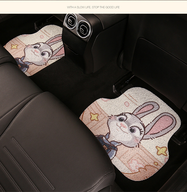 Cute Cartoon Car Mat Wire Ring Single-piece Anti-dirty Carpet Protection Mat for High-end Car Thickened Universal Girl