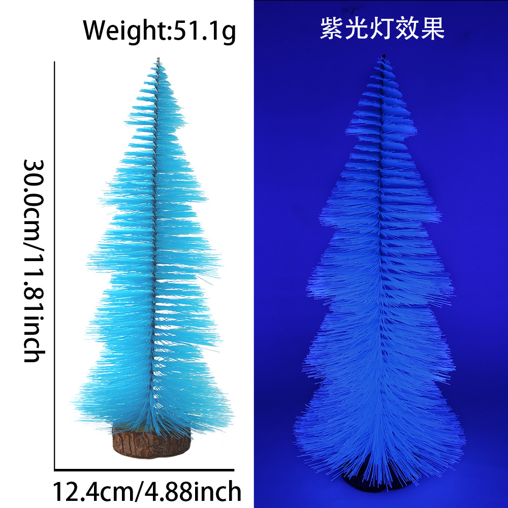 Decoración de escritorio de árbol de Navidad mini color tazo de Navidad ventana decoración micro paisaje PVC pino fluorescente