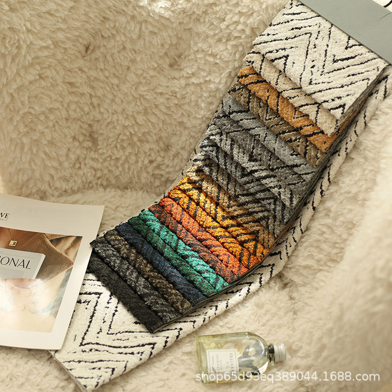 现货现代简约加厚粗麻色织提花面料沙发抱枕布料批发