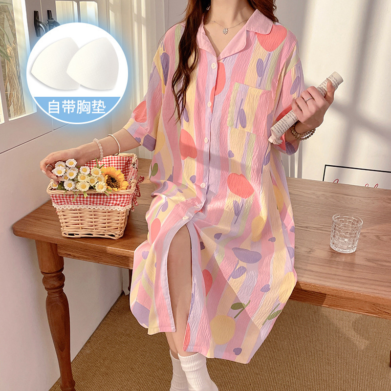 Luna Suit Summer New Cloud Cotton Maternal Postpartum Breastfeeding Pajamas Short-sleeved Long Skirt Home Suit Luna Suit Summer New Cloud Cotton Maternal Postpartum Breastfeeding Pajamas Short-sleeved Long Skirt Home Suit