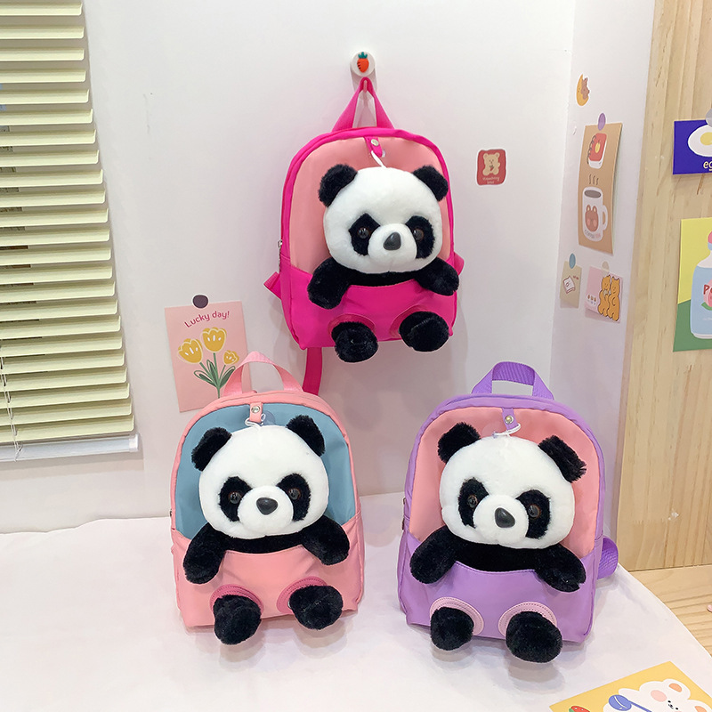 Nueva mochila para niños de dibujos animados lindo panda muñeca mochila de jardín de infantes mochila ligera para niños