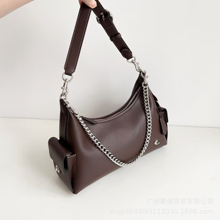 High-Quality Bags for Women Juliet Motorcycle Bag Cowhide Shoulder Armpit Bag Crossbody Bag Retro Big-Name Hobo Bag for Women