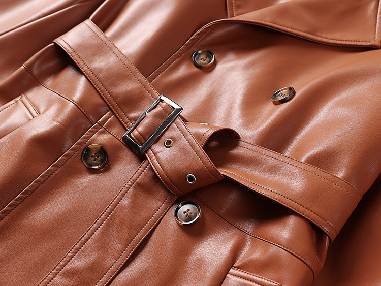 Men's Leather Jacket Over The Knee Trench Coat For Men Spring_voghion.com