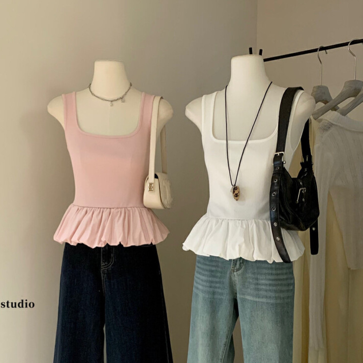 WGWE 2025 verano súper hermoso, único, hermoso, delgado, puro, viento, hombros sin tirantes, camisola, mujer W5450