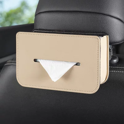 Car tissue box/set Sun Visor Seat Back Tissue - multifunctional-tissue-storage-box-beige