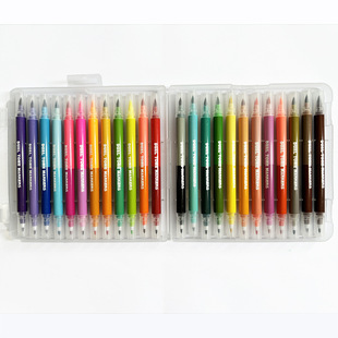 Manufacturer Wholesale Environmentally Friendly Double-Ended Watercolor Pens, Soft-Tipped Watercolor Pens for Children and Primary School Students, Double-Ended Dual-Color Watercolor Pens