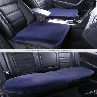 winter plush three-piece set five-seat rabbit: Wool pad - navy-blue