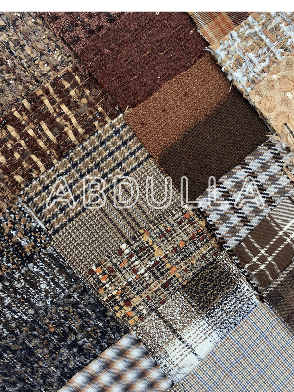 Maillard Brown Earth-Tone Tweed Fabric Scraps DIY Baby Clothes Design Handmade Cloth Book