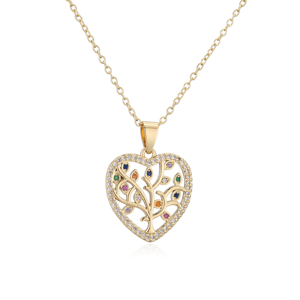 new heart shaped tree of life pendant copper plated 18K gold necklace