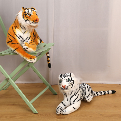 Simulated plush tiger doll plush toy, cute Siberian tiger doll, large white tiger doll pillow, gift to friends