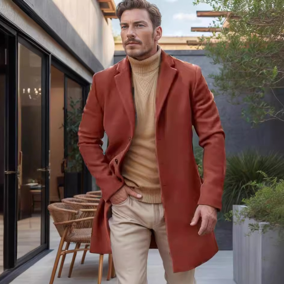 2024 autumn winter coat men's woolen medium long windbreaker coat, colored and multi size_voghion.com