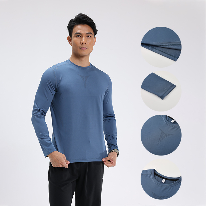 Outdoor Long-sleeved Quick-drying Clothes Men's Loose plus size Sweat-absorbent Marathon Group Clothes Spring and Autumn Running Fitness Sports T-shirt