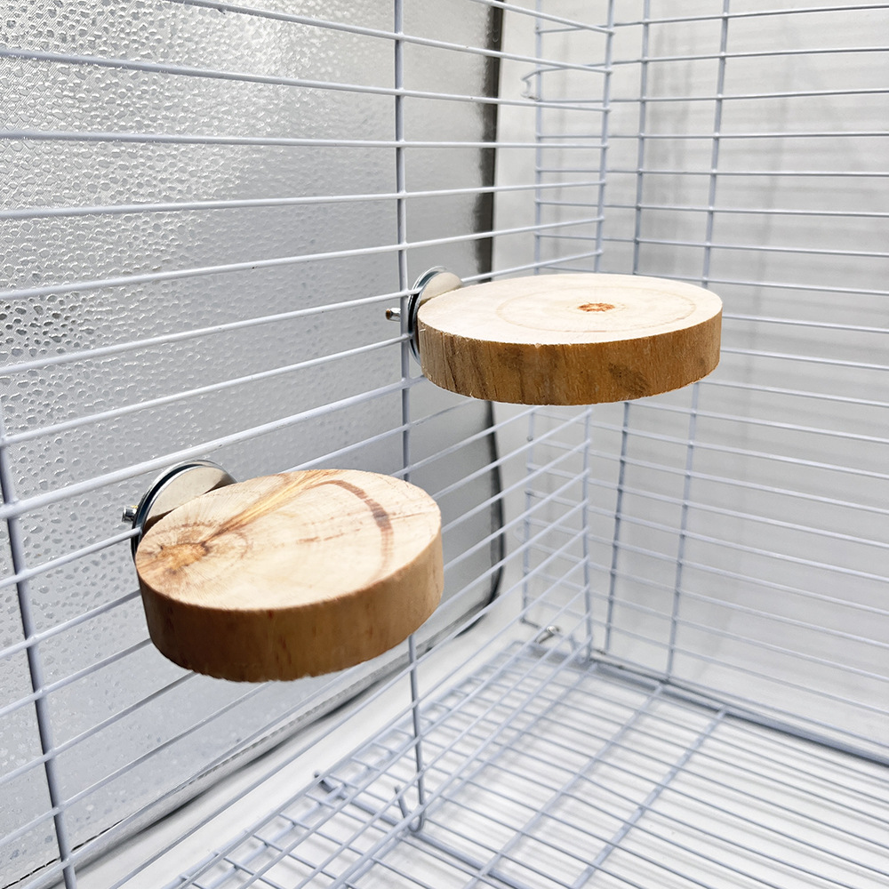 Juguete de hámster, marco de estación de pájaro loro, madera de pino, plataforma redonda pelada, accesorios para jaulas de pájaros, juguetes de madera para mascotas pequeñas image 4