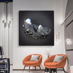 Nordic Living Room Background Wall Decor Canvas Core Metal Sculpture Palm Baby Art Poster Wall Art